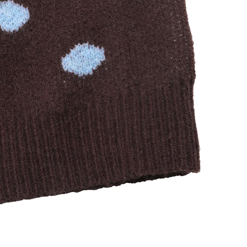 2026 Autumn/Winter Women's Polka Dot Wool Knit Cardigan - Fashionable European & American Long Sleeve Sweater