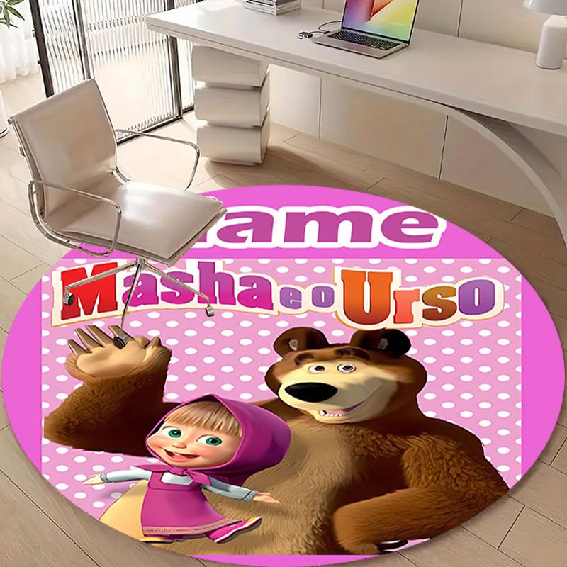 Personalized M-Masha and the Bear Round Chair Office Rug - Perfect for Mat, Office Chair & More - Ideal Gift for Birthdays and Holidays