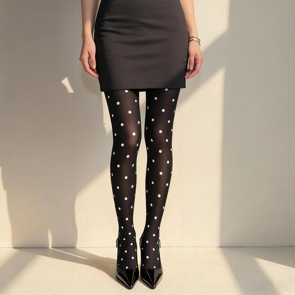 Vintage Korean Polka Dot Sheer Tights Women High Waist Pantyhose Silk Tights Women Slimming Sexy Stockings High Elastic Leggings