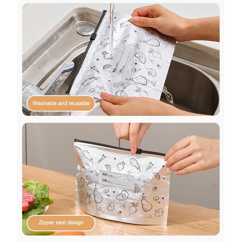 10Pcs Slide Fastener Aluminum Foil Food Bag Leakproof Freezer Safe Kitchen Fresh Bag Sealed Fresh-Keeping Home Use Durable Bag