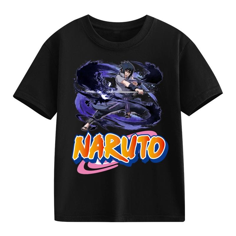 Naruto Childrens Tshirt Anime Character Print Pure Cotton Shortsleeved Shirt Loose Round Neck Top for Boys and Girls