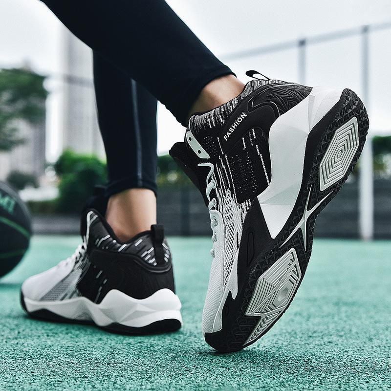 Basketball shoes men's large size student sports shoes flying woven youth travel shoes casual sneakers