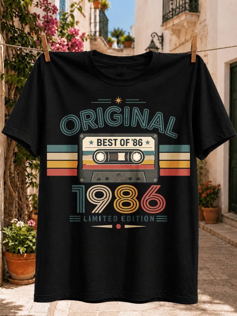 Original Best Of 86 Limited Edition Retro Cassettemuted Rainbow Stripes And 1986 Numbers Vintage Unisex All Tshirt