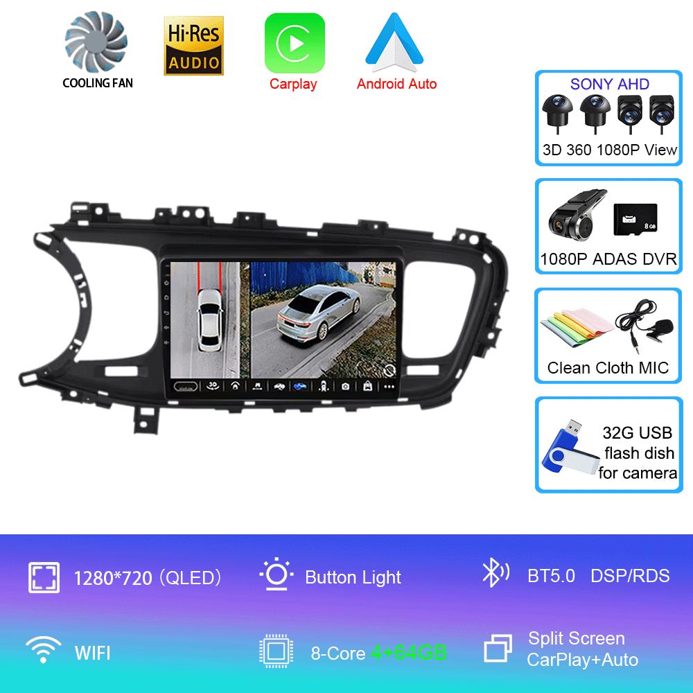 Android 14 Auto Car Radio Video Multimedia Player For Kia Optima K5 2013 2014 2015 Navigation GPS Autoradio QLED Screen BT5.0