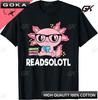 Readsolotl Pink Kawaii Axolotl Book Lover Funny Reading TShirt Cotton Y2k Unisex Summer Streetwear Tops Clothes Hombre