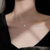 PONYKISS Trendy  Sterling Silver Four-leaf Clover Luck Leaves Zircon Sweater Chokers Necklace for Women Lovely Fine
