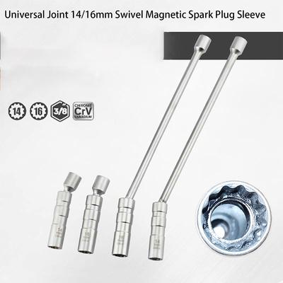 Universalgelenk, 14/16 mm, drehbar, magnetischer Zündkerzenhülsen-Steckschlüssel, 3/8-Zoll-Antrieb, 12-Punkt, dünnwandig, Auto-Entfernungswerkzeug