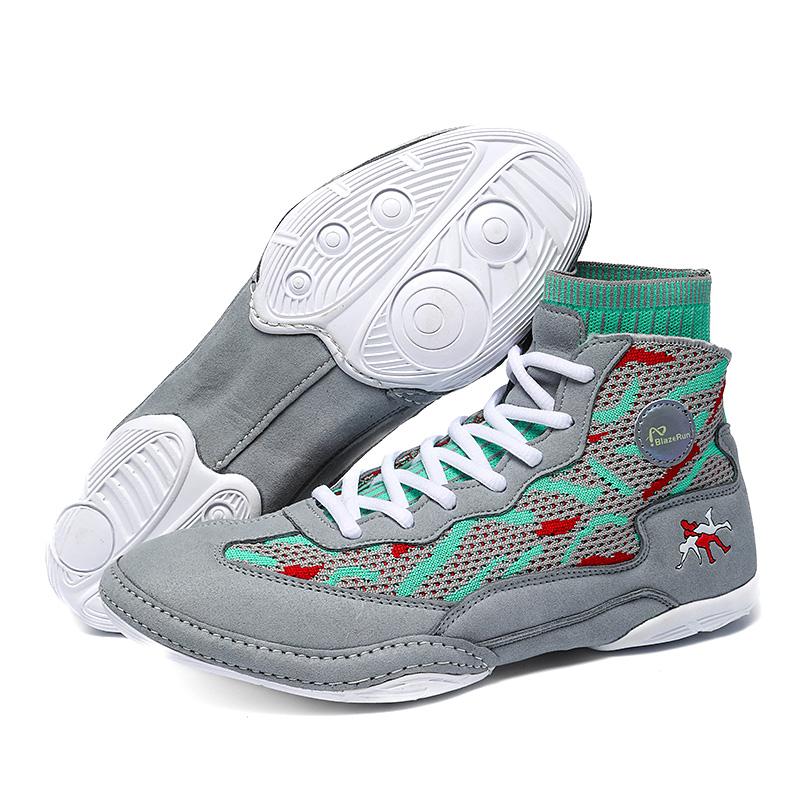 Men Wrestling Boots Boxing Sneakers Teenagers Knit Gym Training Fighting Sneakers Combat Trainers Non-slip Squat Training Shoes