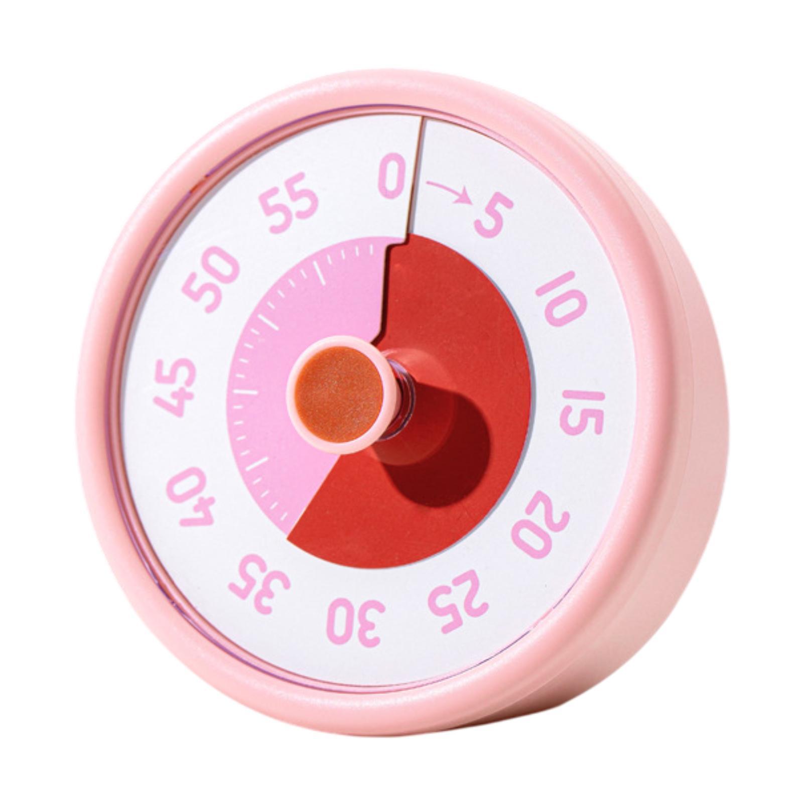 

60Minutes Visual Timer Kitchen Timer Mechanical Count Down Clock with Ring Bell Reminder for Office Kitchen Work Kids Classroom рожевий