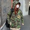 Harajuku Demon výšivky Mikiny Velké maskáče Gotická Goth Mikina na zip Y2k Oblečení Páry Streetwear Ženy