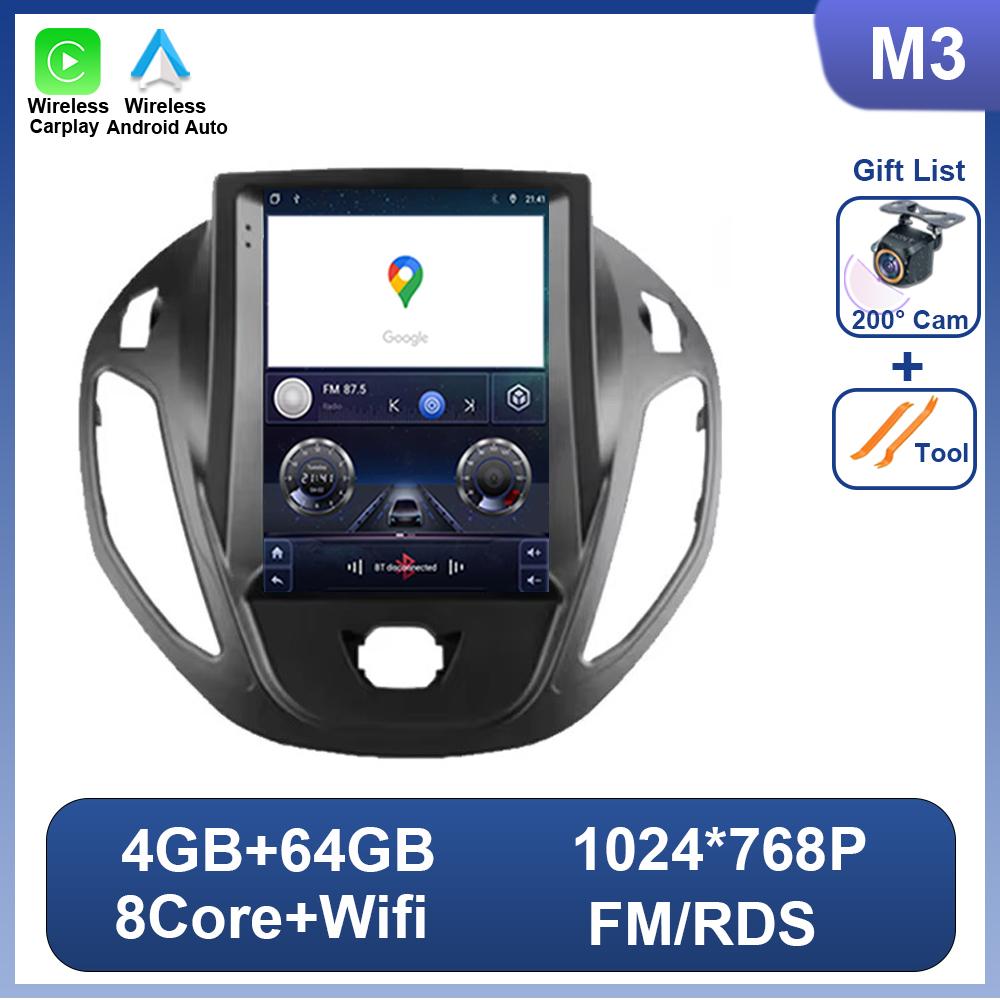 9.7 Inch Vertical Screen Android 14 For Ford Tourneo Transit 2012-2025 For Tesla Style Auto Radio 4G Wifi Carplay 7862 CPU