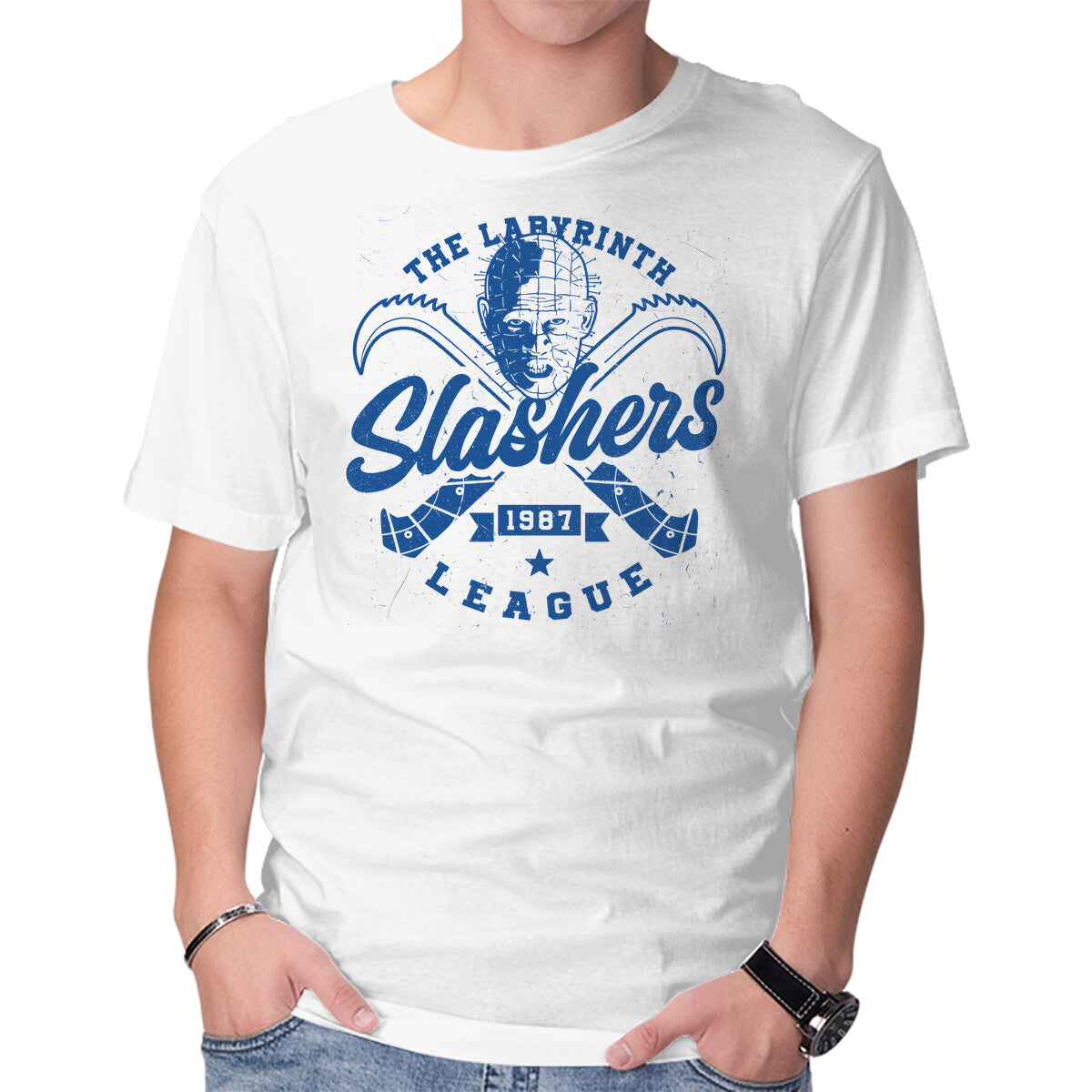 Unisex Crew Neck T-Shirt The Labyrinth League Graphic Short Sleeve Casual Tee S