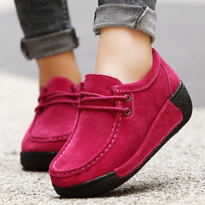 Fashion Cow Suede Platform Shoes Plush Warm Walking Shoes Women Winter Cotton Shoes Non-slip Mother Shoes