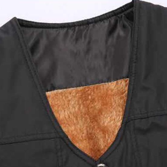 Gilet da uomo autunno inverno spesso peluche senza maniche chiusura con cerniera scollo a V tinta unita multi tasche gilet da pesca per padre di mezza età cappotto invernale da uomo