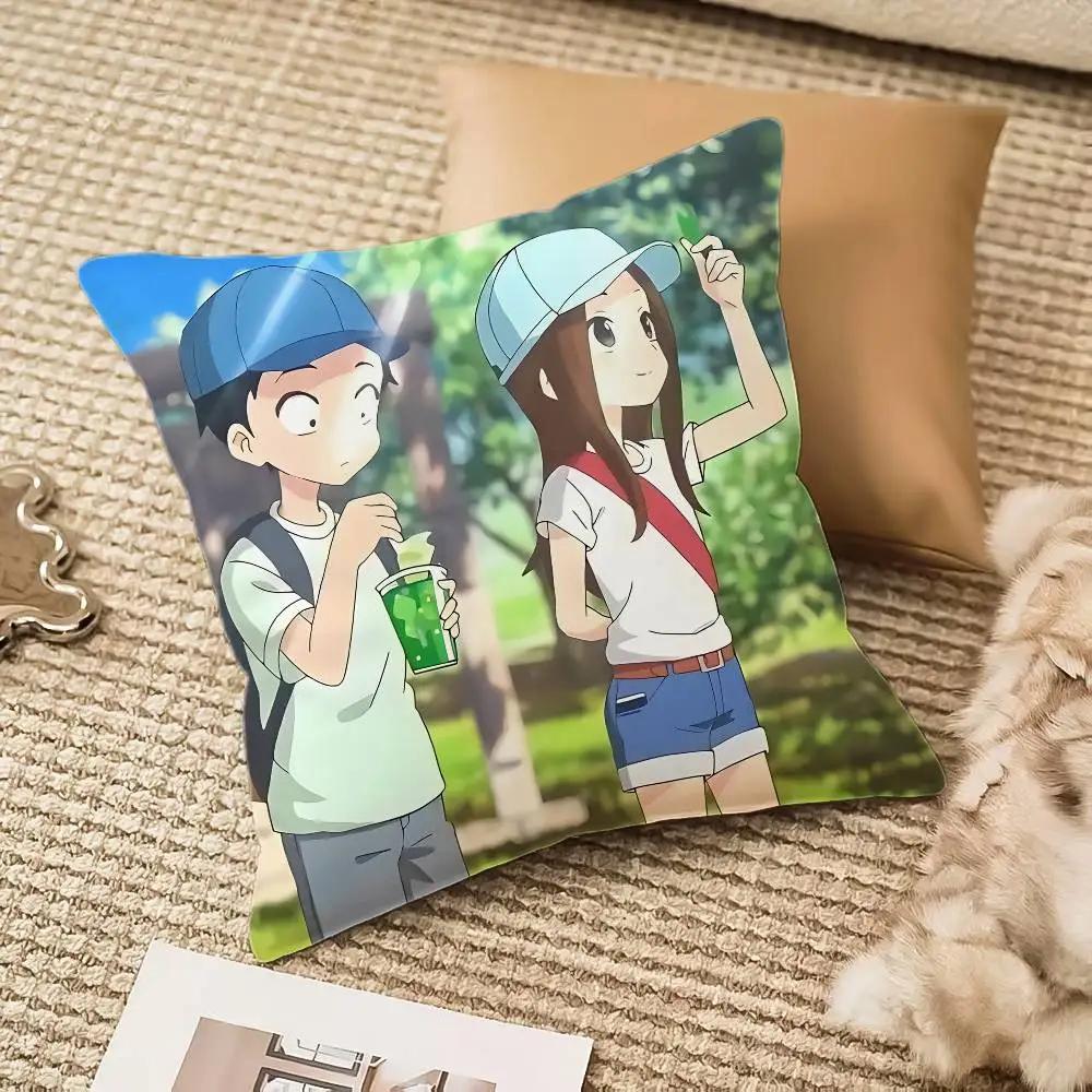 

Kwaii Anime T-Teasing Master Takagi-san Pillow Case Anti-dustmite Pillowcase Invisible zipper silky plush Sofa 12x12Inch