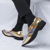 Fashion New Brand Designer Gentleman Pointed Toe Rivet Mixed Dress Shoes For Men Gold Black Wedding Loafers Zapatos Hombre