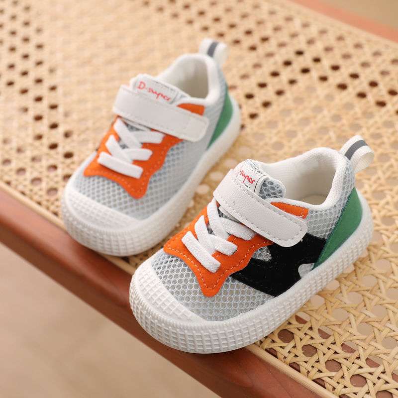 2025 spring and autumn baby shoes summer hollow breathable mesh shoes soft-soled sports board shoes infant toddler boys and girls