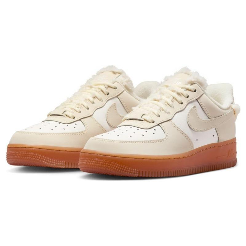 New Nike Air Force 1 Sail Gum Faux Fur Women's FV3701-119