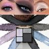Paleta de sombras de ojos mate con purpurina de 4 colores | Tonos blanco y gris, maquillaje de ojos de larga duración y alta pigmentación para uso diario y en fiestas.