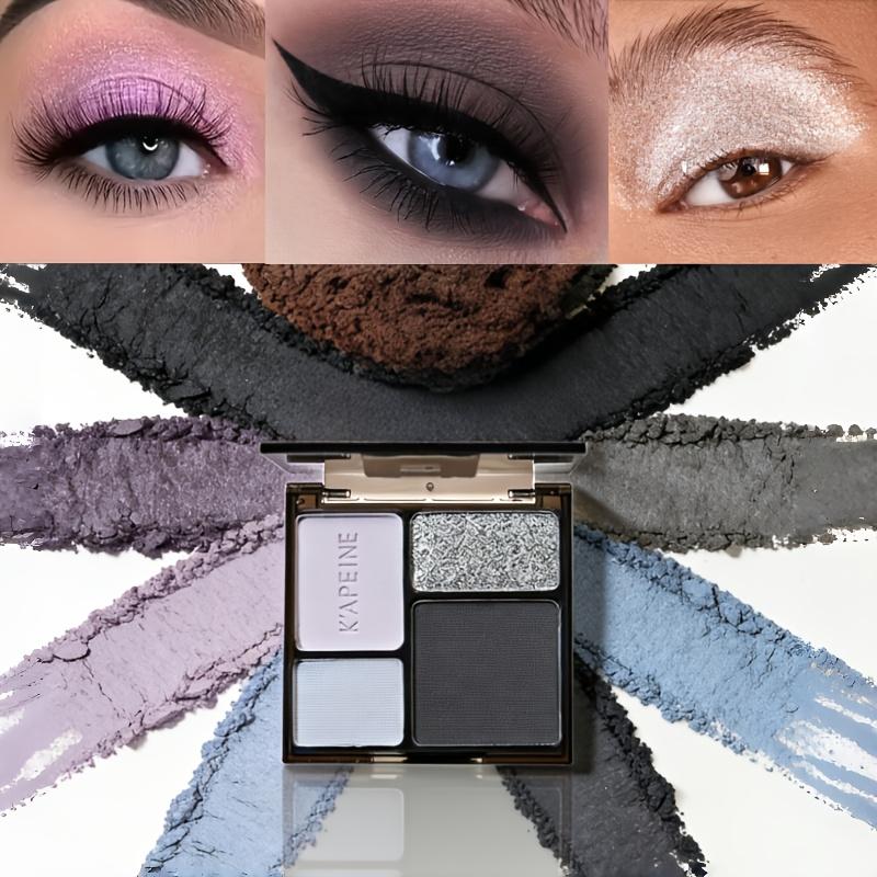 4-Farben Glitzer Matte Lidschattenpalette | Weiß-Graue Nuancen, Hochpigmentiertes Langlebiges Augen-Make-up für den Täglichen Gebrauch & Partys