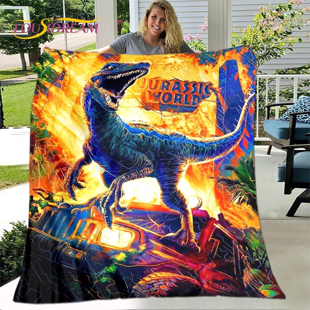 New Cartoon Jurassic Park Blanket,Flannel Blanket Throw Blanket,Soft Warm Blanket for Living Room Bedroom Beds Sofa Decor Gift