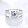Men's Bold 18K White Gold Plated Ring with Simulated Diamonds - Perfect for Couples