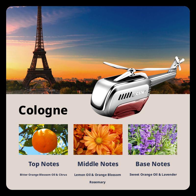 Vehicle-mounted Solar Helicopter Aromatherapy Remove Odor Light Sensation Rotating Lasting Light Fragrance Aromatherapy Cologne