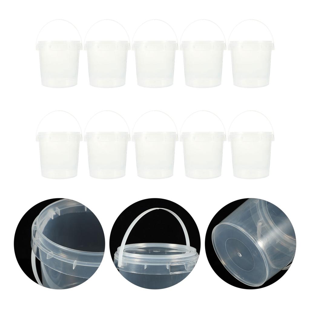 10pcs Plastic Storage Buckets Moisture Proof Round Containers Kitchen Canisters Lightweight Food Grade PP Jars Seal Lids