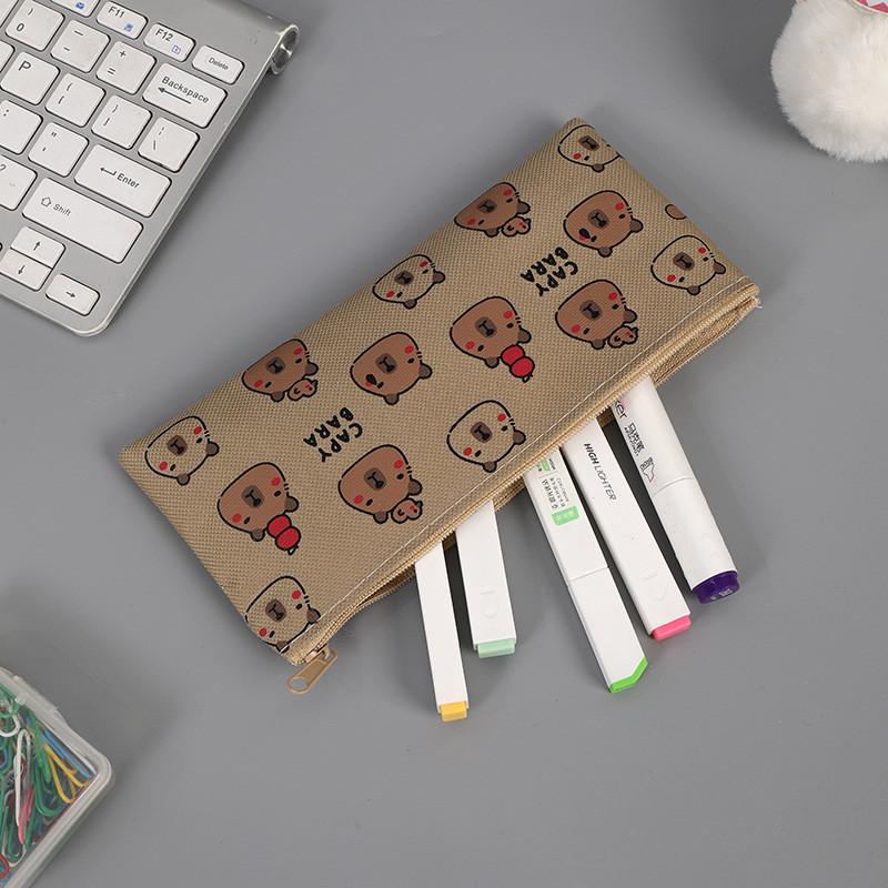 Cute Capybara Pen Bag With Oxford Fabric Storage For Kids And Teens