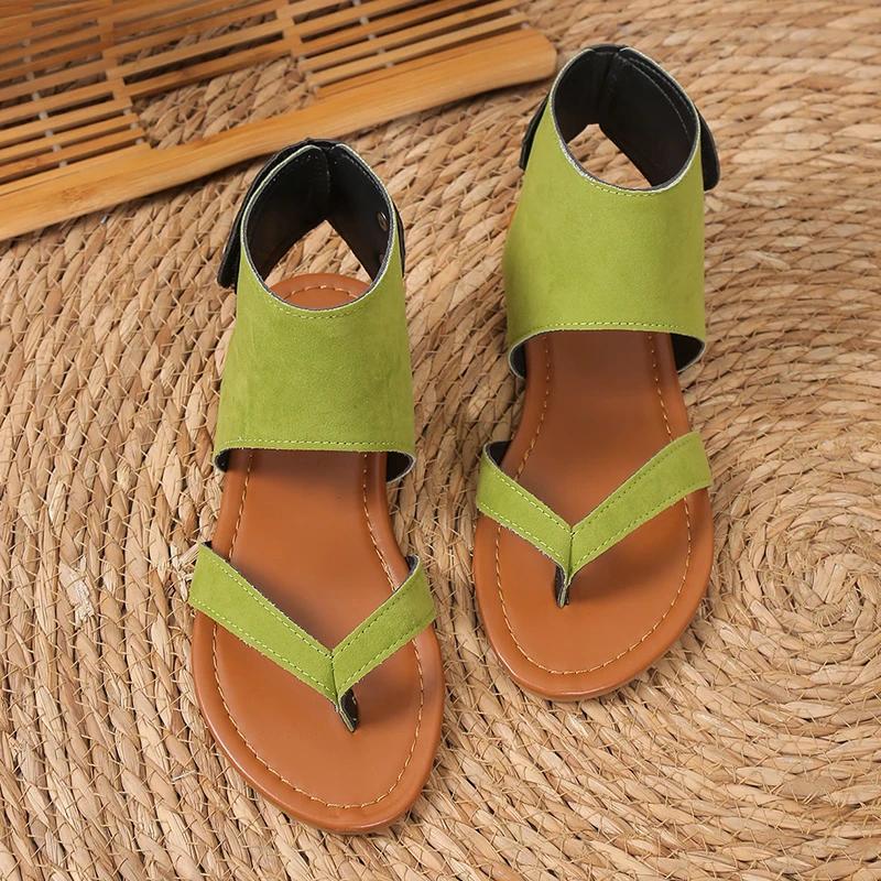 High Quality Women's Shoes Open Toe PU Women's Sandals Summer Leisure Outdoor Sandals Women's Solid Pinch Toe Flat Sandals