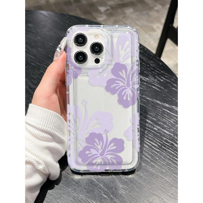 Purple Fuso Flower Applies To iPhone16 Mobile Phone Case 15promax Apple 14 Cute 13 Transparent 12 Airbag 11