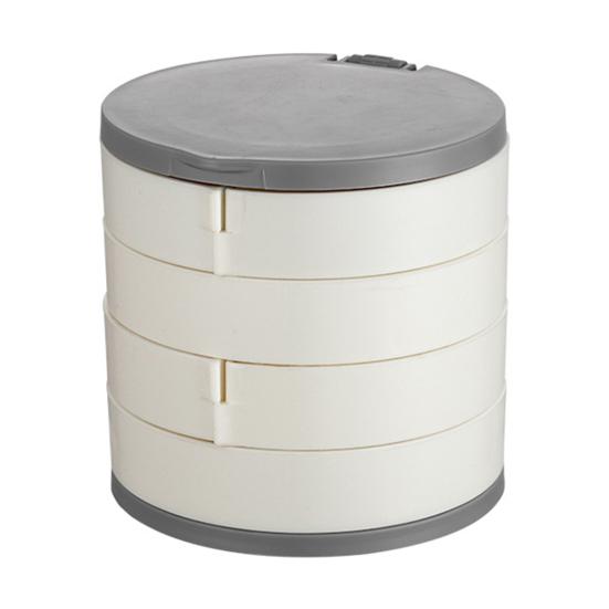 קופסת אחסון לתכשיטים פלסטיק רב-שכבתית אטומה לאבק עמידה בפני לחות סיבוב 360 מעלות מארגן תכשיטים עם מראה מובנה