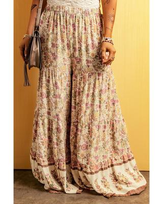 Boho Floral Patchwork Wide Leg Pants