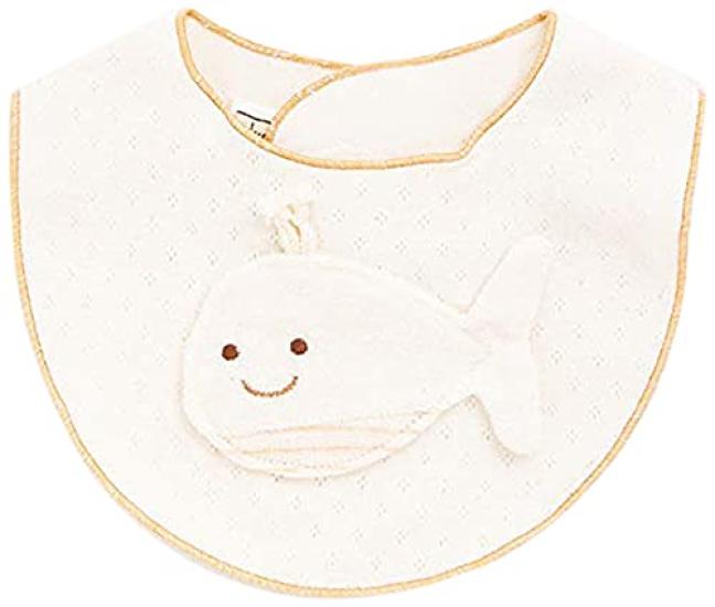 

pompkins BABY Organic Cotton Mini Made in Japan Y-1329 100% [Whale Series] Bib, (Natural)