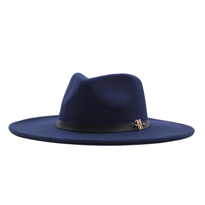 Europe, America, Autumn and Winter New M Standard Big Eaves Peach Heart Concave Convex Top Fashion Flat Top Hat Women's Woolen Jazz Hat