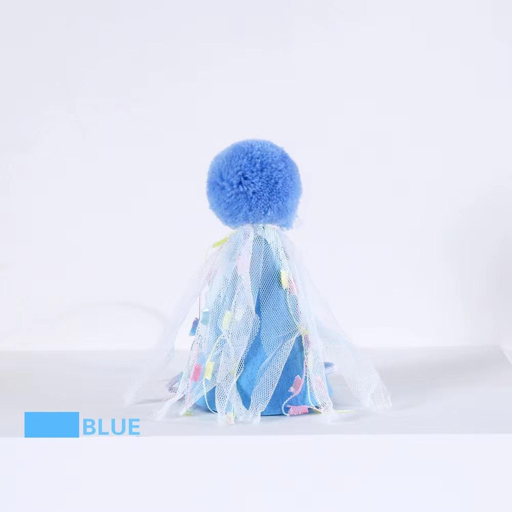 

3D-шапки для вечеринок для домашних животных — забавные украшения с кисточками и праздничный дизайн бахромы для дней рождения и торжеств синий