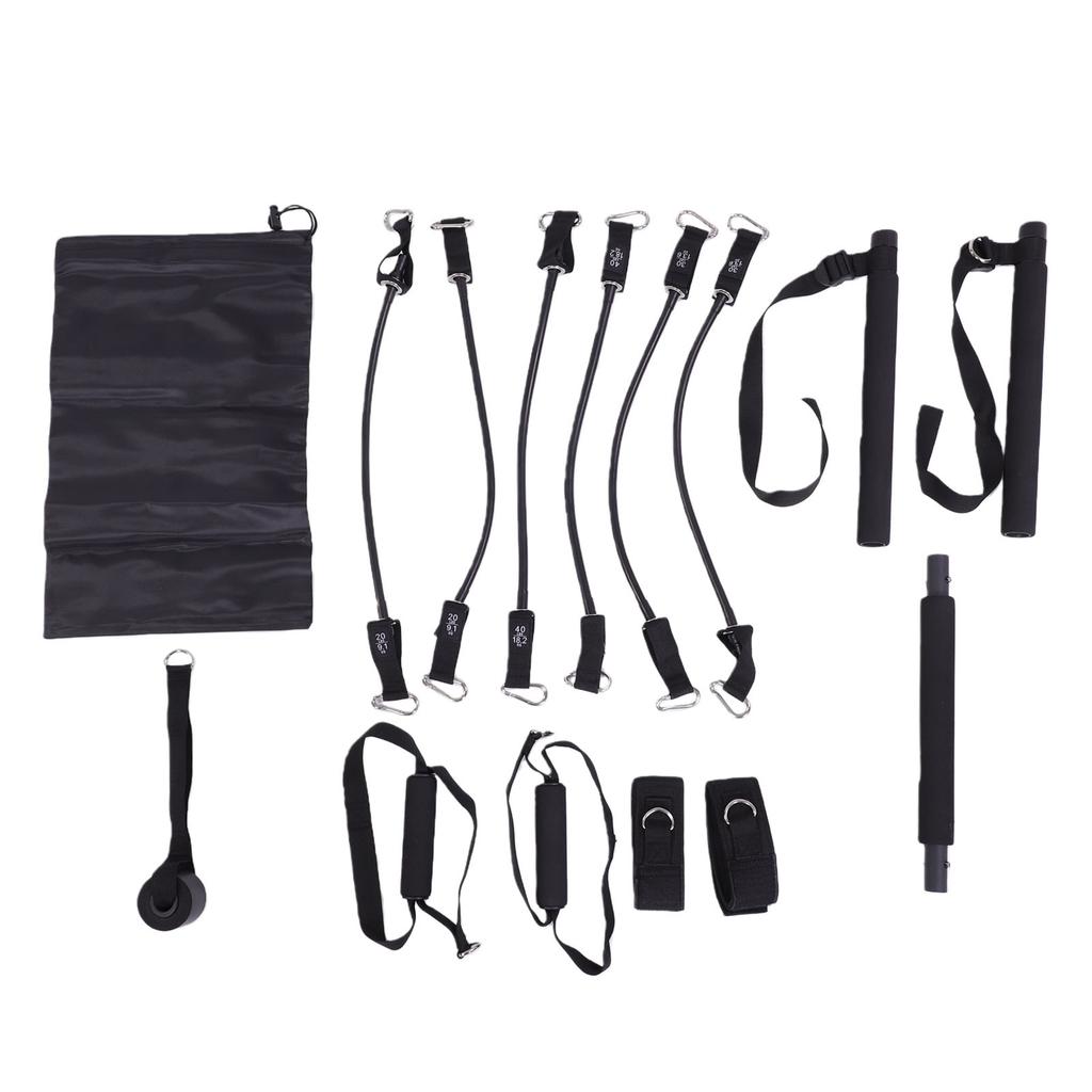 Pilates Bar Kit 20 30 40 Lbs Resistance Bands Adjustable Pilates Workout Equipment with Storage Bag for Home Fitness