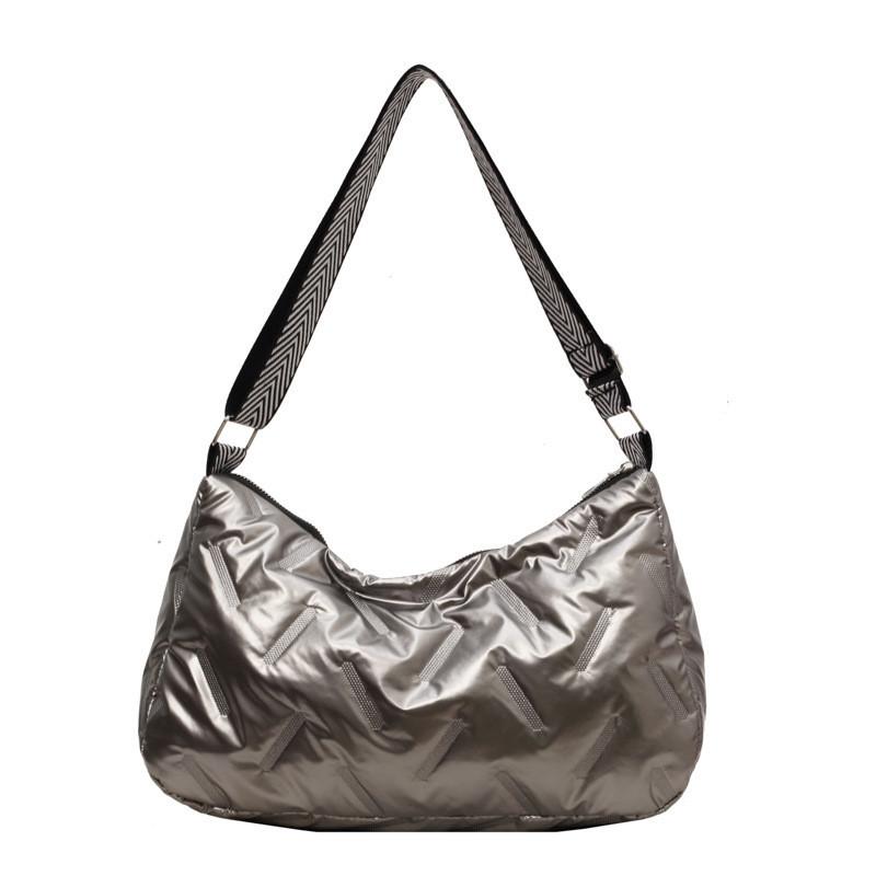 Stylish Winter Large Capacity Cotton Coat 2023 Solid Color Down Bag Street Fashion Tote Bag Ladies Crossbody Bag