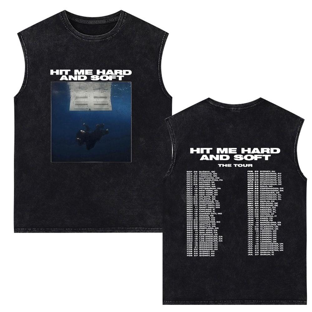 Hit Me Hard and Soft Tour Vintage Tvättade Linne Herr Damer Väst Bomull Lös Ärmlös T-shirt