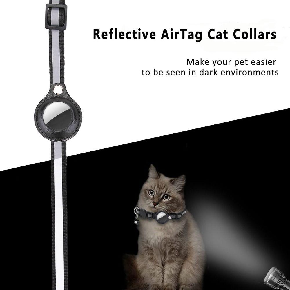 Detachable Bell Cat Collar with Reflective Strip Pet Tracker Accessories Pet Collar for AirTag