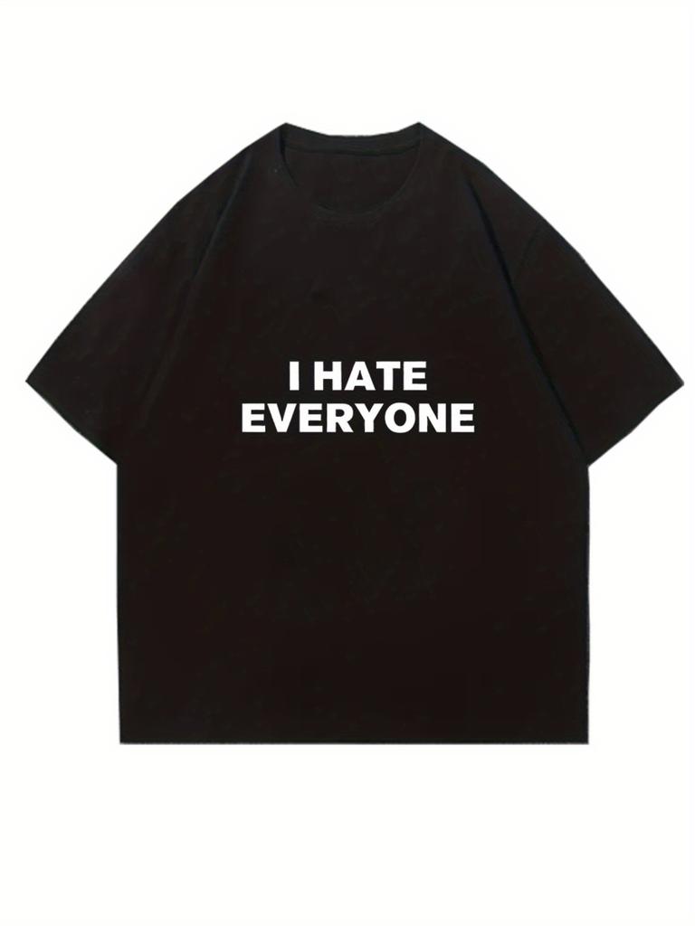 Unisexs Vintage Retro Trendy Hate Everyone Letter Harajuku Print T Shirt Summer Oversize Tee Unisex Streetwear Casual Top Y2k Punk