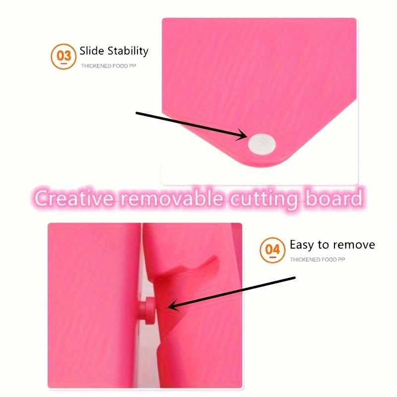 1 pieza Tabla de cortar 2 en 1 antideslizante, Tabla de picar desmontable y Recipiente para alimentos