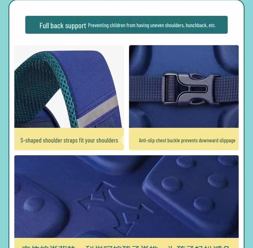 Astronaut Children's Ultralight Spine Protection School Backpack for Boys, Grades 1-6