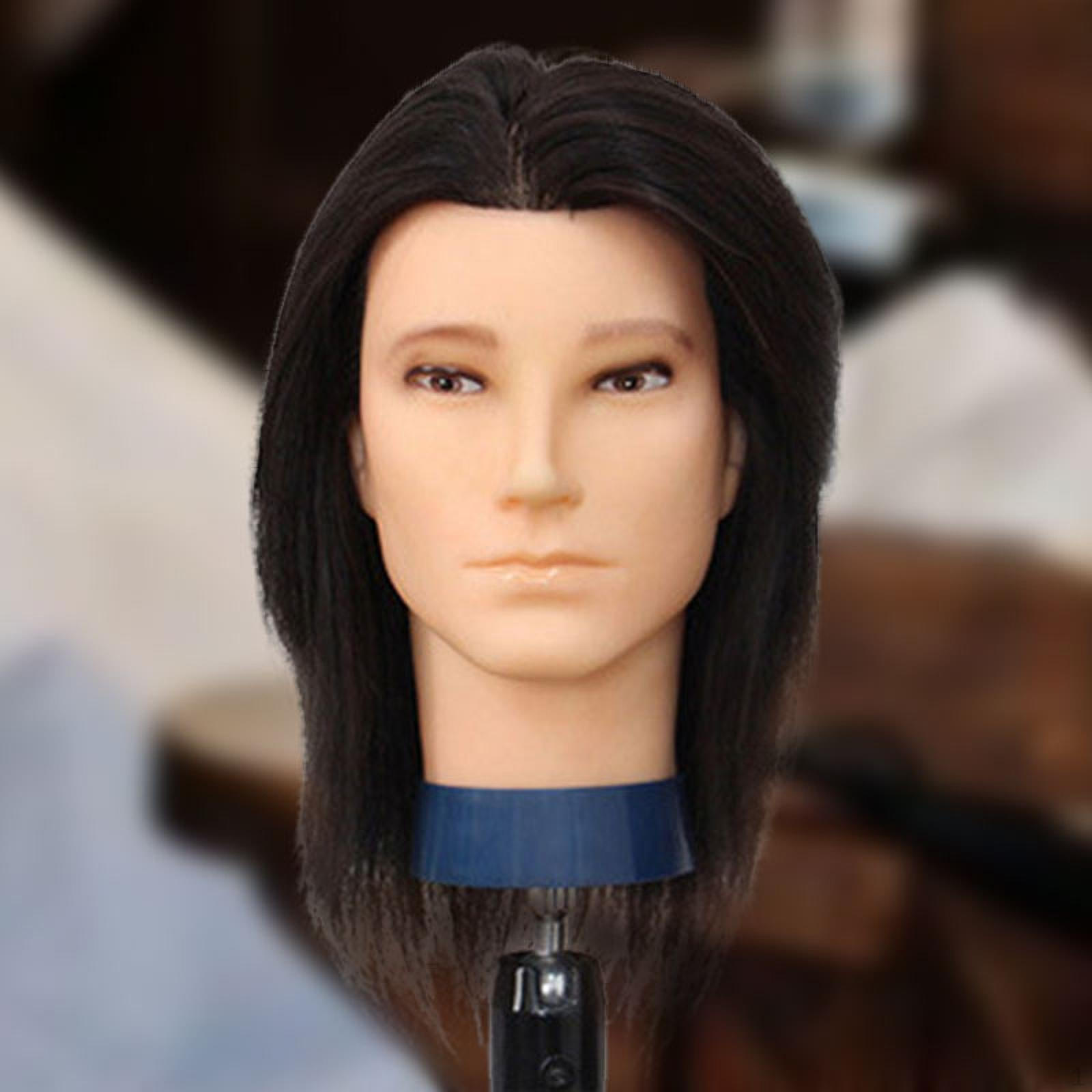 Pánská figurína hlavy s lidskými vlasy pro styling a stříhání kadeřníkem B Type Black beige