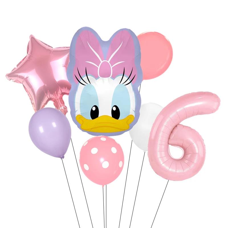 Cartoon Donald Number Duck Daisy Aluminum Film Balloon Set Spherical DIY Birthday Arrangement Party Decoration Balloons Kawaii