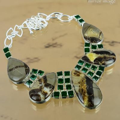 Natürliche Septarien Edelstein Kette Verstellbare Halskette 925 Silber Für Damen