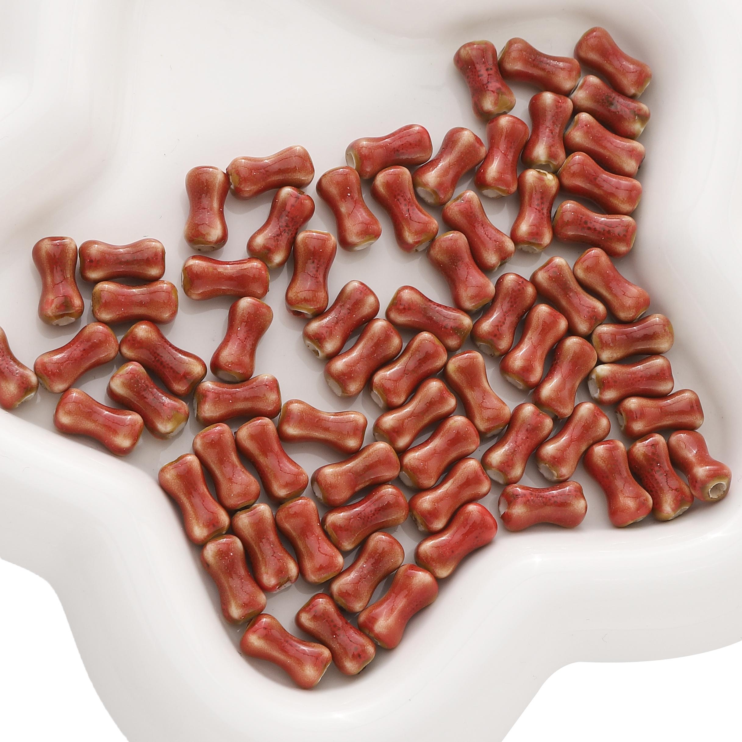 

2-10 шт. Керамические бусины ручной росписи костяной интервал разбросанные бусины для самостоятельного изготовления браслетов ожерелий ювелирных изделий 2pcs красный