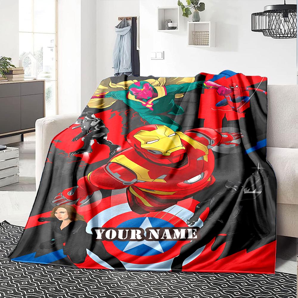 Customiz Name Personality The Avengers Blanket Soft &Warm Sofa Office Bed Travel Lunch Break Blanket, Gift Suitable All Seasons