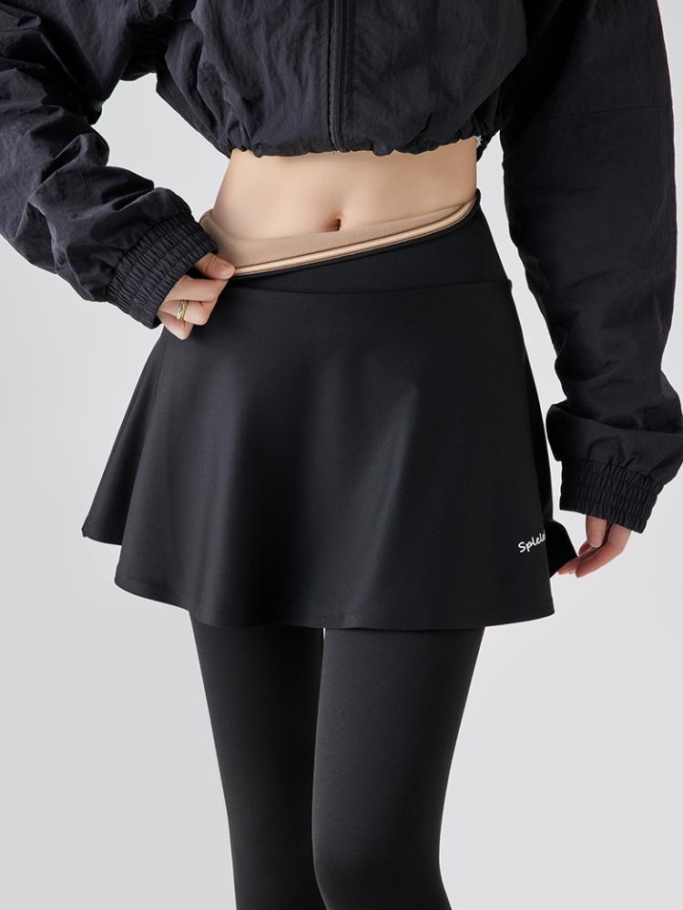 Fleece Leggings Herbst Winter A-Rock Warm Gefälschte Zweiteilige Shark Hosen Frauen Hohe Taille Sport Yoga Nahtlose Leggings