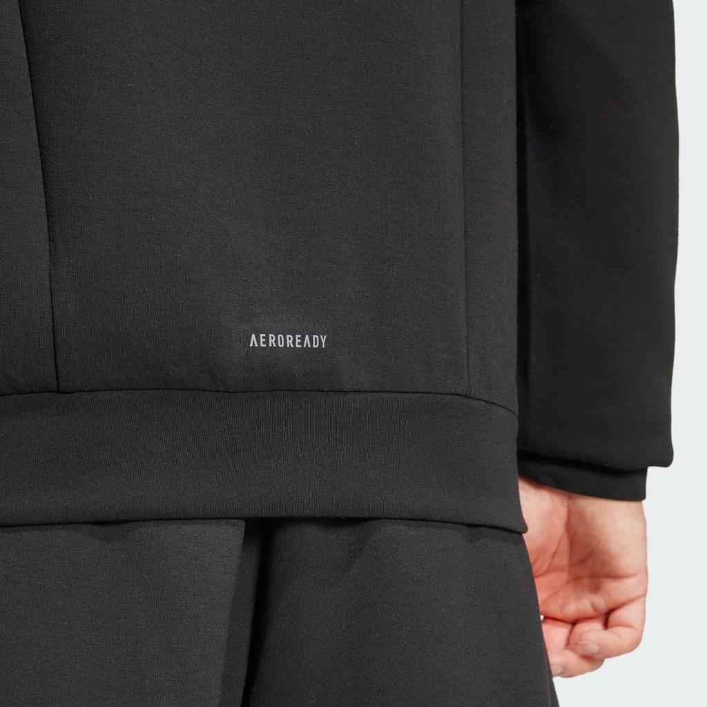 Adidas Aeroready Crew Sweatshirt Training Series Logo Round Neck Pullover Long Sleeve Men Sweatshirt Black JJ4642